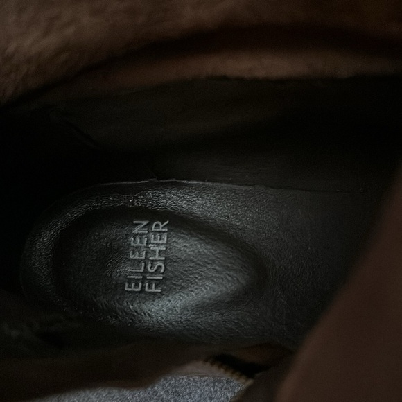 Eileen Fisher Chocolate Brown Leather Midi Boot Size 8 - Picture 10 of 12